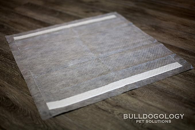 Bulldoglogy 50-Count Carbon Black Dog Pads Puppy Training Pads with Adhesive Tape 24x24 - Large Charcoal Puppy Pads Dog Training Wee Pads, Odor Control Thick Pee Pads for Dogs Extra Quick Dry