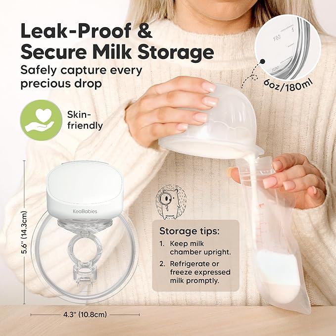 KeaBabies Hands Free Breast Pump Wearable, Portable - With Full Set Soft Silicone Flange Inserts, 3 Modes & 9 Strong Suction Levels, Pulse S10 Pro Quiet Double Electric Breastfeeding Pumps, 2-PK (Zen)