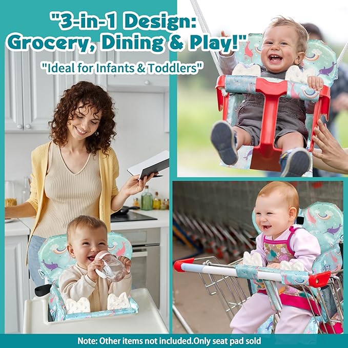 Premium Baby Shopping Cart Cover & High Chair Seat Protector - Universal Fit for Grocery Carts, Restaurant Chairs,Restaurant Seats, and Park Swings-Girl & Boy(Ocean Blue)