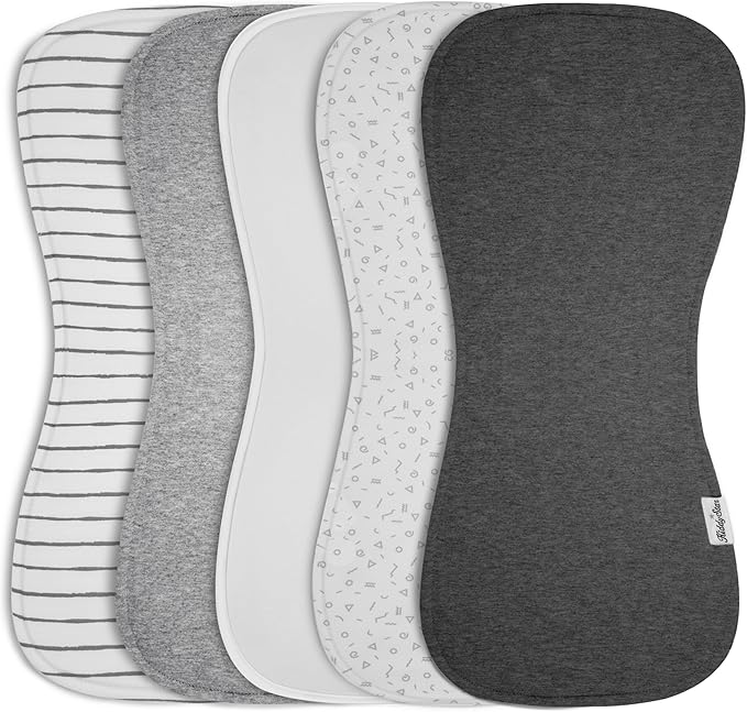 Premium 5-Pack Large Organic Cotton Burp Cloths โ 3 Layers, Ultra Soft & Absorbent Burping Towel, Shoulder Towel & Hand Towel