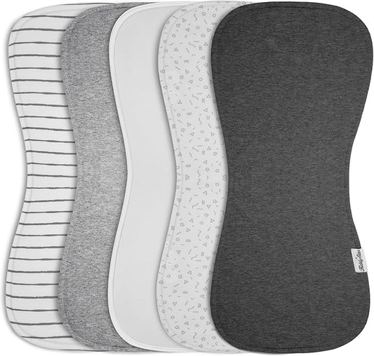 Premium 5-Pack Large Organic Cotton Burp Cloths – 3 Layers, Ultra Soft & Absorbent Burping Towel, Shoulder Towel & Hand Towel