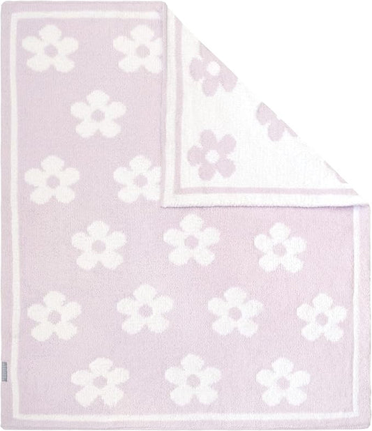 Living Textiles Chenille Baby Blanket - Purple Flower Ultra Soft, Thick, and Versatile | Warm Blanket for Newborns, Throw Blanket for Crib, Stroller Cover | Perfect Baby Gift 75 x 85 cm
