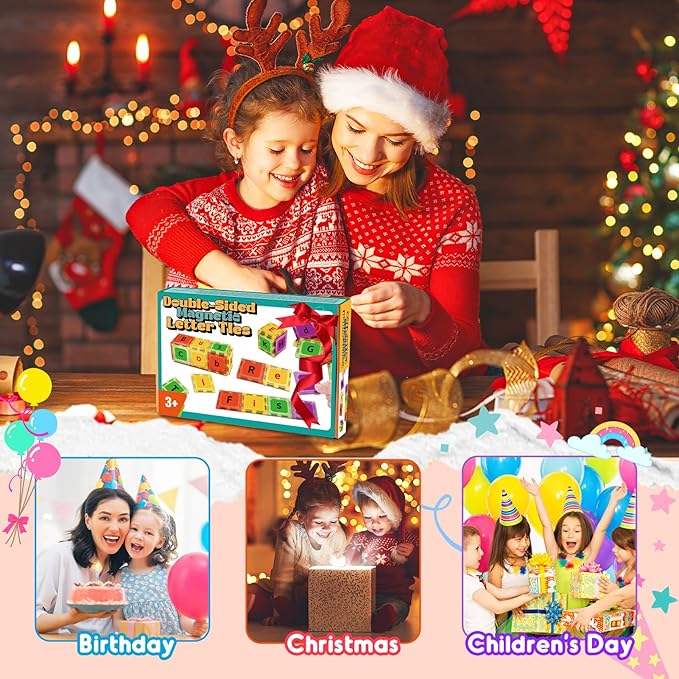 Magnetic Tiles Letters Toys, Alphabet Learning Toys for Toddlers 1-3 2-4 4-8, Classroom Must Have 48PCS Construction Toy, Toddler Games for Preschool Kids Spelling, Learning, Building, Educational Toy