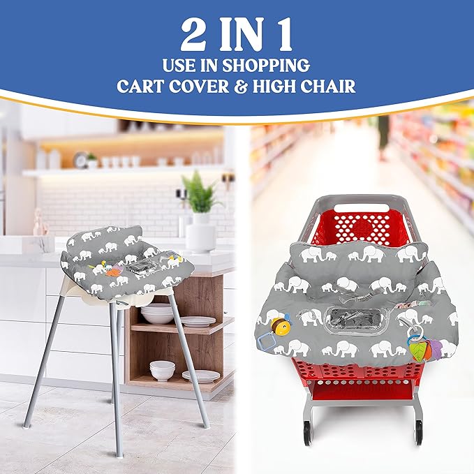 PILLANI Shopping Cart Cover for Baby, High Chair Cover for Restaurant Seat - Grocery Cart Cover for Baby Girl and Boy, Comfortable Cotton Buggy Covers for Babies - Padded Toddler Shopping Cart Cover