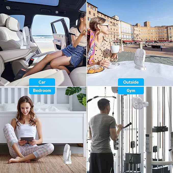 shinic 5" Battery Operated Fan, AA Battery Magnetic Fan, Ultra-Quiet Desk Fan with Timer, 3 Speeds, Adjustable Tilt for Bedroom, Office, Camping,Outdoor Travel,White