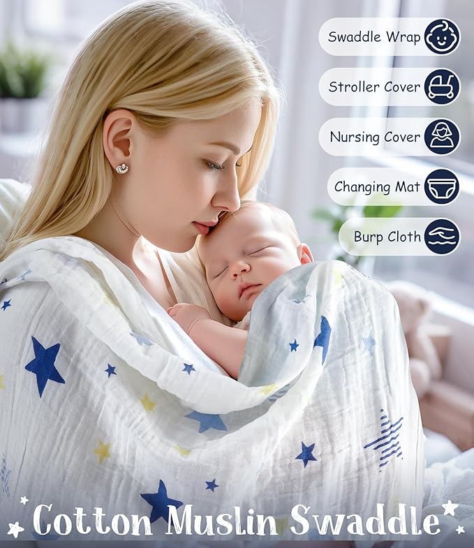 Golray Baby Boy Gifts for Baby Shower, 10pcs Newborn Essential with Fox Lovey/Blanket/Onesie/Wooden Rattle/Socks/Bib/Suitcase, Welcome Baby Gift Box Gender Reveal Infant Boy Gift Basket Set 0-6 Month