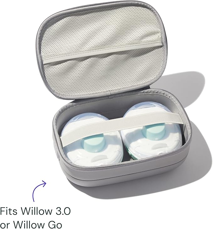 Willow Breast Pump Carrying Case, Grey, Use with Hands Free Wearable Breast Pumps, Ultra Durable Hard Shell Breast Pump Case with Removable Tray, Compact and Discreet