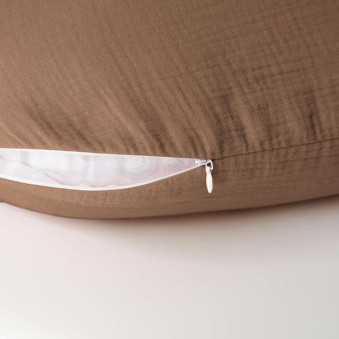 Konssy 2-Pack Muslin Nursing Pillow Covers, Soft & Adorable Nursing Covers for Breastfeeding Pillows, Slipcovers for Newborn Boys & Girls(Chestnut, Rabbit)