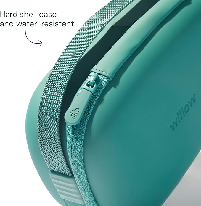 Willow Breast Pump Carrying Case, Teal, Use with Hands Free Wearable Breast Pumps, Ultra Durable Hard Shell Breast Pump Case with Removable Tray, Compact and Discreet