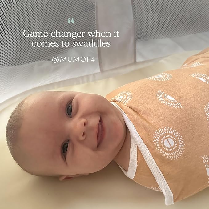 aden + anais Essentials Easy Swaddle Wrap Quick Change with Bottom Zipper, Snug Cotton Knit Baby Wrap Swaddle Blanket for Newborns, TOG 1.0, 3-Pack, Keep Rising, 0-3 Months, Small/Medium