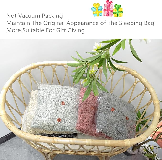 insular Warm Baby Sleeping Bag Envelope Winter Kid Sleepsack Footmuff Stroller Knitted Sleep Sack Newborn Knit Wool Swaddling Blanket (Pink)