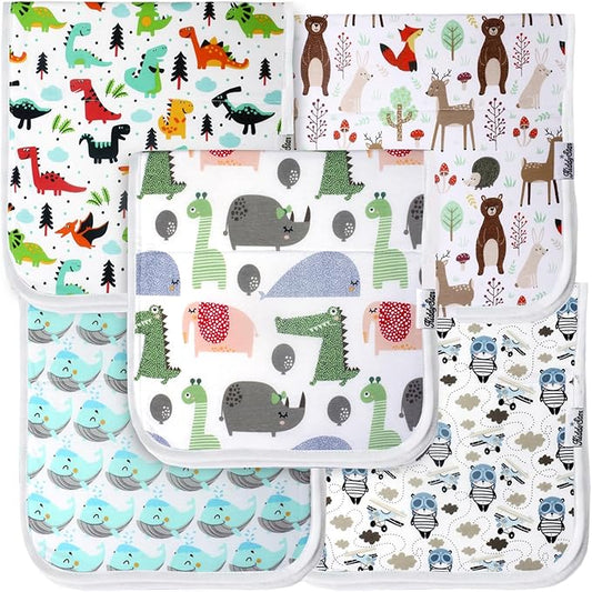 Premium 5-Pack Large Organic Cotton Burp Cloths – 3 Layers, Ultra Soft & Absorbent Burping Towel, Shoulder Towel & Hand Towel