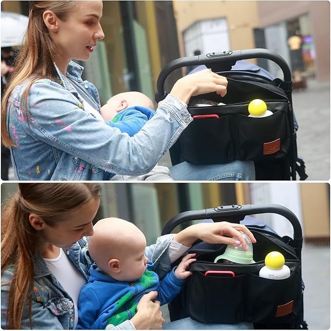 Miracle Baby Stroller Organizer Bag for Mom,Universal Stroller Storage Caddy Diaper Bag- Compatible with Most Stroller - Multifunctional Larg(Black)
