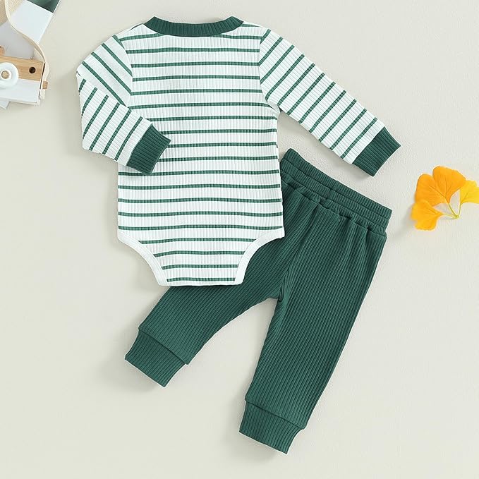 Newborn Baby Boy Girl Clothes Ribbed Knitted Long Sleeve Romper Pants Solid Cotton Infant Fall Winter Outfits 2Pcs