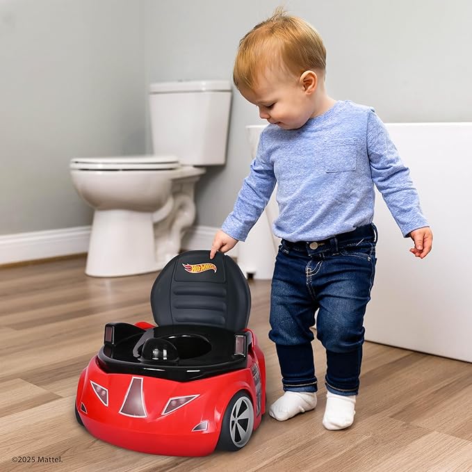 Hot Wheels™ Race Car Potty Training Toilet, Includes Detachable Toddler Toilet Seat and Kids Potty, Ages 12 Months and Up, Red