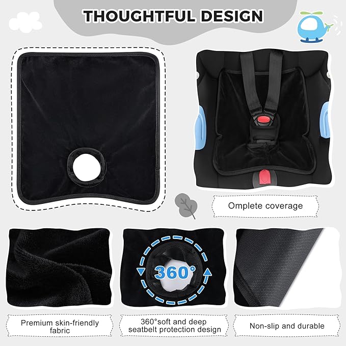 Car Seat Protector for Potty Training, 2 Pack Waterproof CarSeat Liner Toilet Training for Baby Infant Toddler, Dry Seat Piddle Pads Cover for Strollers (Black)