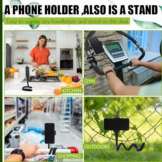 Amylove 2 Pcs Stroller Phone Holder Portable Cell Phone Holder Stand Universal Stroller Accessories for Parent Baby Toddler Cellphone Clamp with Non Slip Silicone Arm Grip(Black,Upgraded)