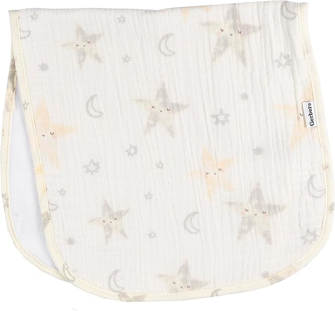 Gerber Baby Unisex Muslin Burp Cloths 5-Pack, Multi Stars, Large Size 20" x 10"