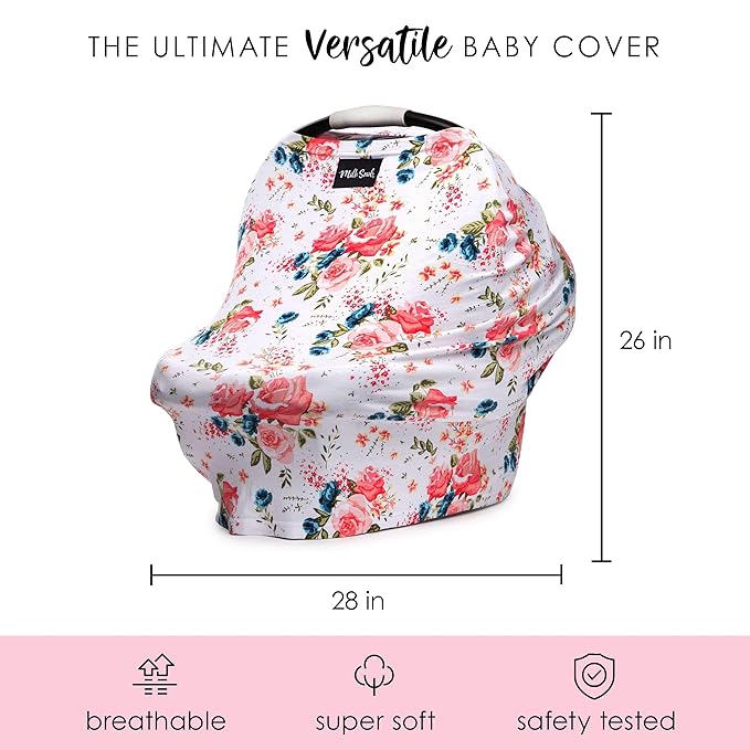 Milk Snob Original 5-in-1 Cover - Added Privacy for Breastfeeding, Baby Car Seat, Carrier, Stroller, High Chair, Shopping Cart, Lounger Canopy - Newborn Essentials, Nursing Top, French Floral