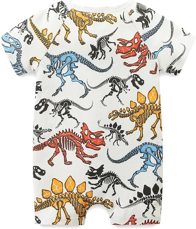 Baby Boy Girl Romper Short Sleeve 100% Cotton Bodysuit Outfits 2 Way Zipper Jumpsuit