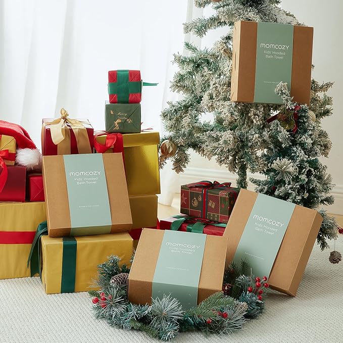 Momcozy Hooded Baby Towels-Visualize Health Label -Soft Premium Coral Fleece Bath Towel -Ultra Absorbent for Baby Cozy and Warm-Bath Essential for Newborn, Infant and Toddler(28 x 55 Inch, L x W)