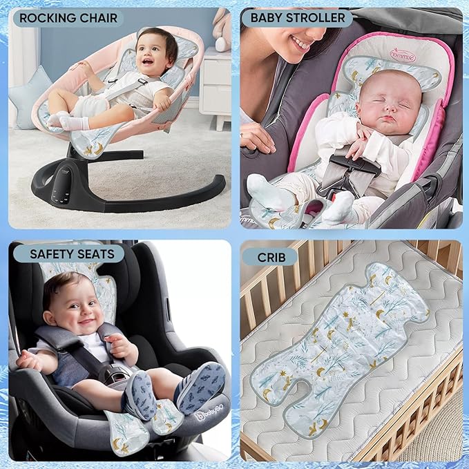 Miracle Baby Gel Car Seat Cooler Pad - Universal Double Sided Cooling Mat for Stroller, Infant Seat & Dining Chair | Summer Ice Cushion | Baby Safety Seat Liner | 1-Pack