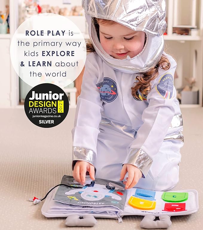 Curious Columbus Quiet Book Fabric Busy Book for Toddlers 3-5 - Airplane Toddler Travel Toys for Kids - Montessori Toy Preschool Activity Books - Fun and Educational for Toddlers