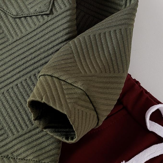 Toddler Boy Clothes Baby Outfits Fall Winter Long Sleeve Button Down Sweatshirt + Casual Pants 2pcs 18 Months - 5T