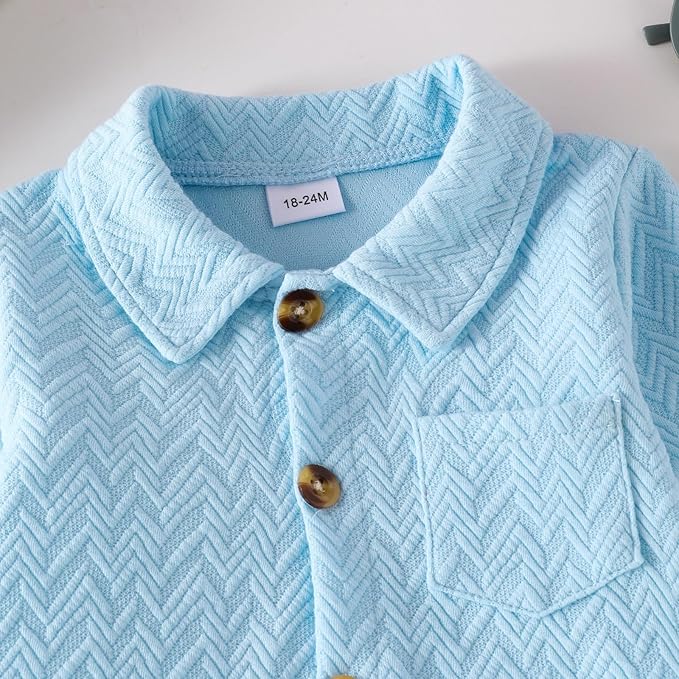 Toddler Boy Clothes Baby Outfits Fall Winter Long Sleeve Button Down Sweatshirt + Casual Pants 2pcs 18 Months - 5T