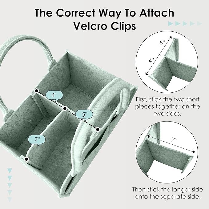 HIPHOP PANDA 2-Pack Diaper Caddy Organizer - Nursery Storage Bin & Car Organizer for Diapers, Wipes, and Baby Essentials - Dual-Color Solid Set (Grey/Green), Regular Size