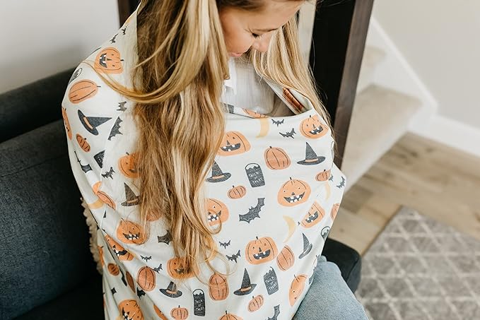 Baby Car Seat Cover Canopy and Nursing Cover Multi-Use Stretchy 5 in 1 Gift"Trick" by Copper Pearl