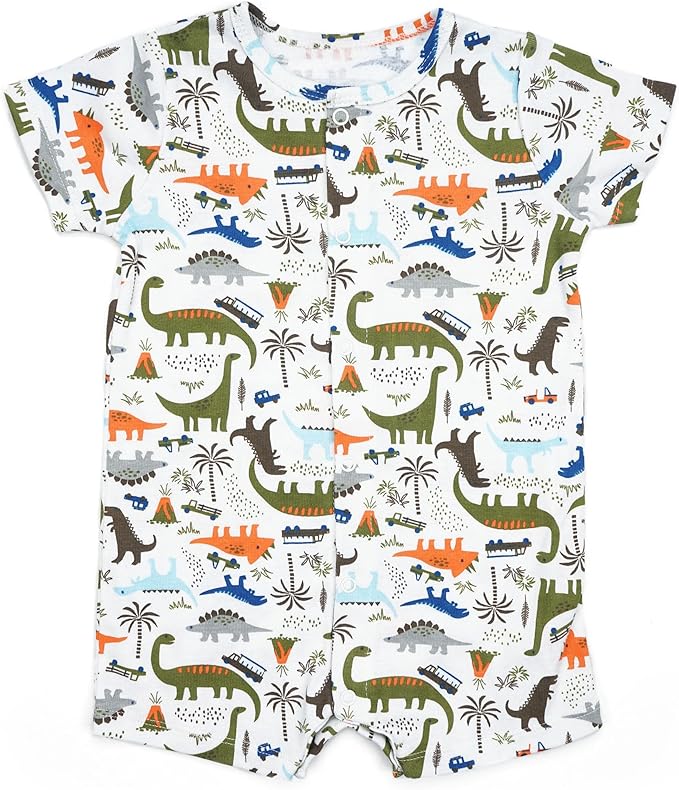 3-Pack 100% Cotton Baby Boy Rompers,0-24Months Short Sleeve Toddler Romper,Breathable Spring/Summer Clothes