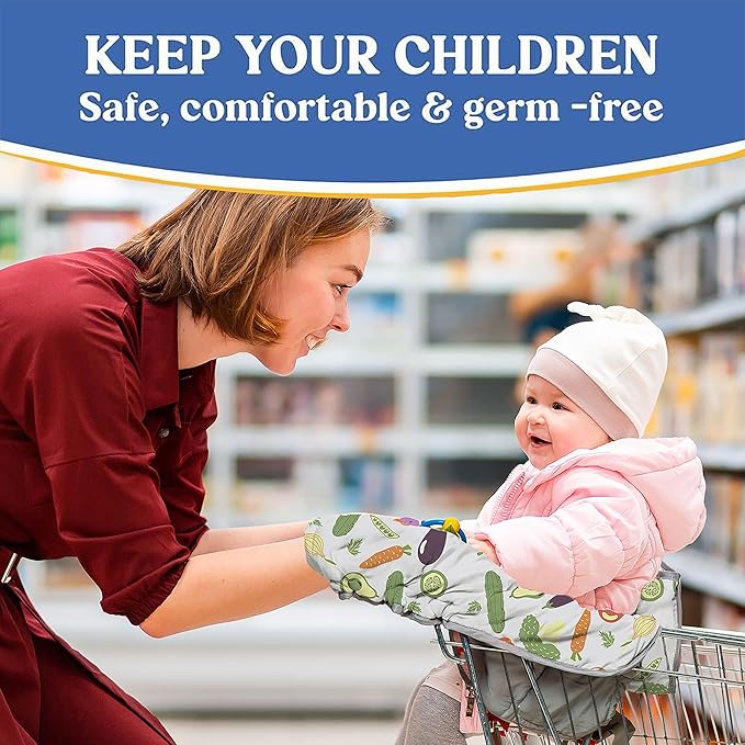 PILLANI Shopping Cart Cover for Baby, High Chair Cover for Restaurant Seat - Grocery Cart Cover for Baby Girl and Boy, Comfortable Cotton Buggy Covers for Babies - Padded Toddler Shopping Cart Cover