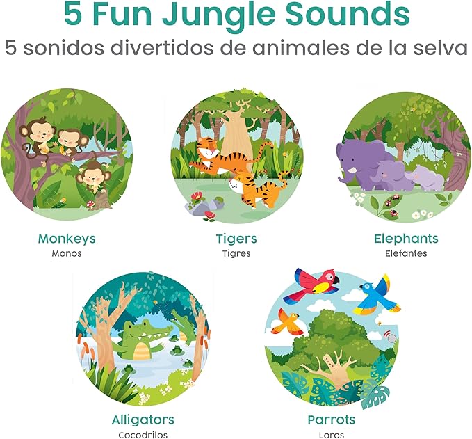 Binibi Spanish Books for Babies & Toddlers 1-3 La Selva Bilingual Sound Book with Jungle Animal Sounds | Bilingual Children's Book | Support Spanish Learning for Kids | Libro en espaรฑol para bebรฉs