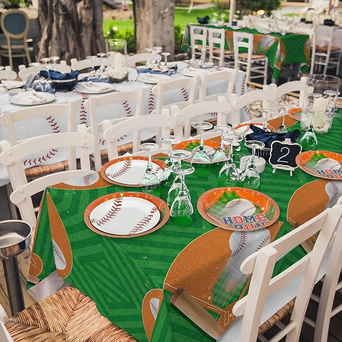 Baseball Party Supplies Kit for 24 - Complete with Dinner & Dessert Plates, Napkins, Cups, Banner & Tablecloth Baseball Birthday & Gameday Celebrations,Baseball Party Decorations & Favors