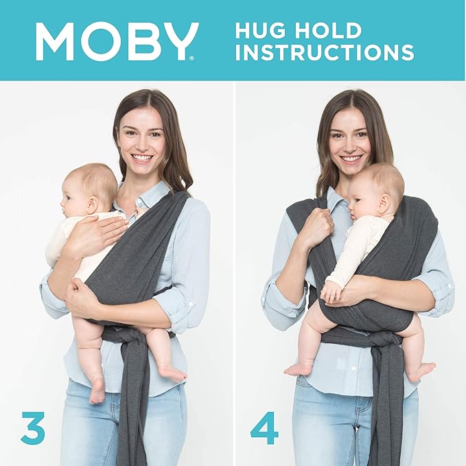 Moby Baby Wrap Carrier Classic for Newborns to Toddlers (8-33lbs), Infant Sling Carrier, Lightweight & Hands Free Design, Adjustable for All Body Types (Slate)