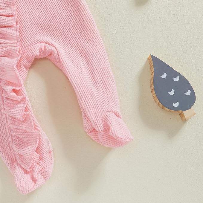 Newborn Girl Clothes Baby Girl Coming Home Outfit Zipper One-piece Outfits Ruffle Footie Bodysuit Jumpsuit Headband