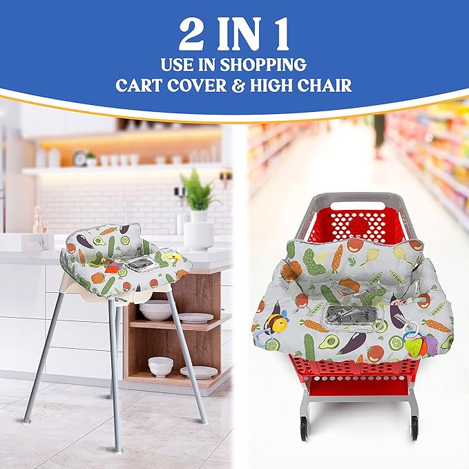 PILLANI Shopping Cart Cover for Baby, High Chair Cover for Restaurant Seat - Grocery Cart Cover for Baby Girl and Boy, Comfortable Cotton Buggy Covers for Babies - Padded Toddler Shopping Cart Cover