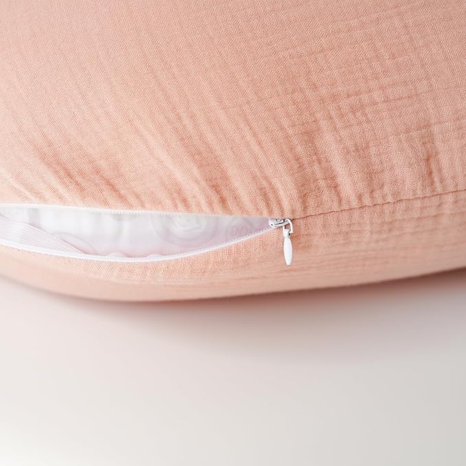 Konssy 2-Pack Muslin Nursing Pillow Covers, Soft & Adorable Nursing Covers for Breastfeeding Pillows, Slipcovers for Newborn Boys & Girls(Pink, Floral)