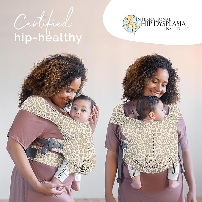 Boba Bliss Pre-Wrapped Baby Carrier with Buckle - Newborn to 7-35 lbs Light, Breathable & Easy to Adjust Hybrid Infant Sling & Toddler Carrier - Certified Hip-Healthy for 0-18 Months - Sand Leopard