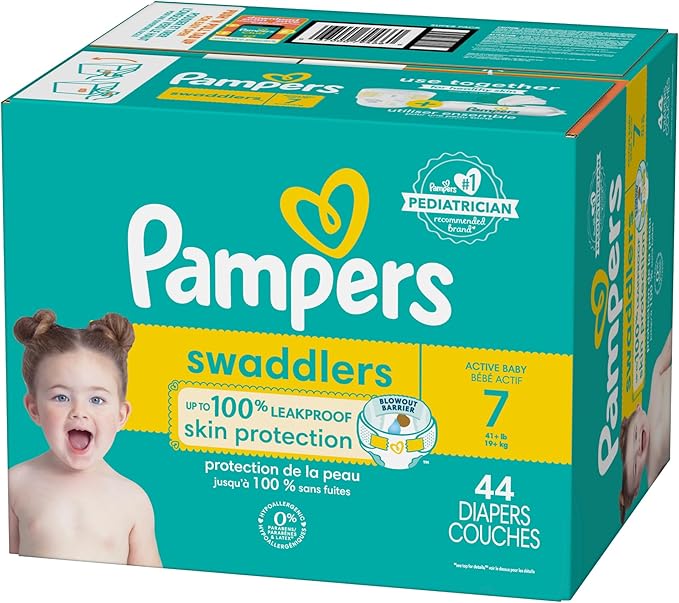 Pampers Baby Diapers - Swaddlers - Size 7, 44 Count, Ultra Absorbent Disposable Infant Diaper