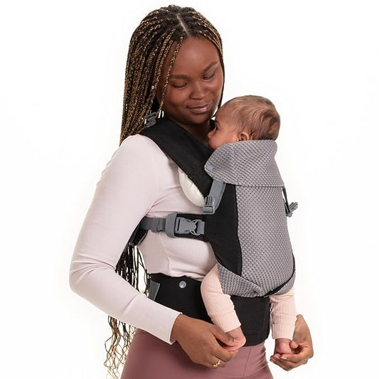 Beco Gemini Baby Carrier from Newborn to Toddler - Certified Ergonomic Newborn Baby Carrier for Infants and Children of 7-35 lbs - M Shape, Adjustable Seat, Breathable 3D Mesh (Cool Black)
