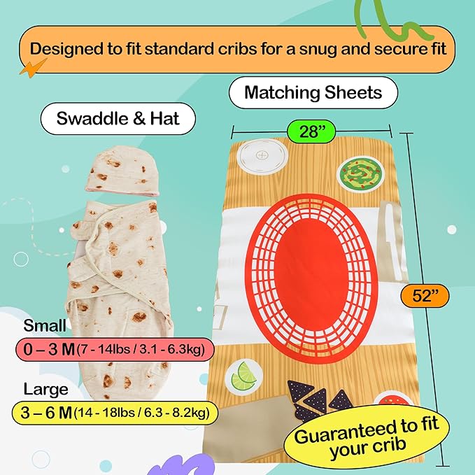 Cuddle Club Newborn Swaddle Gift Set – Includes Swaddle Blanket, Hat & Crib Sheet in Fun Styles – For Baby Boys & Girls