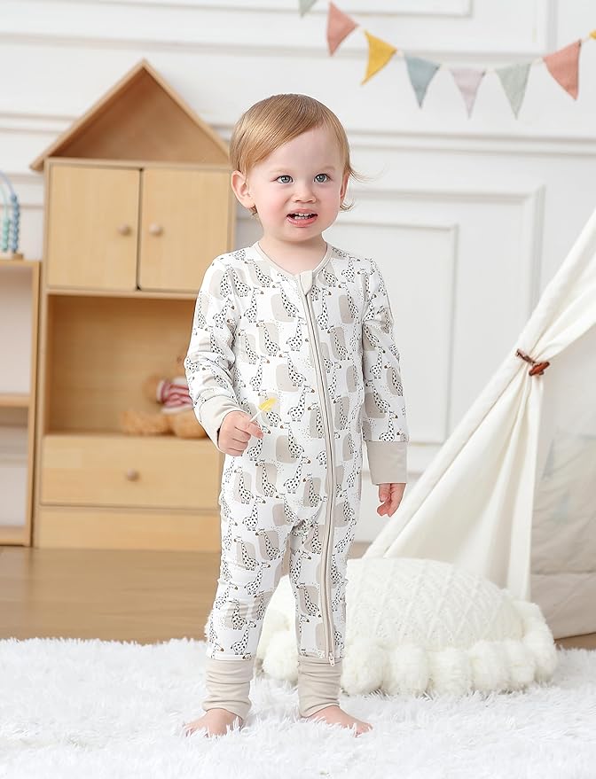 JunNeng Viscose from Bamboo Baby Boy Sleeper with Mitten Cuffs, Footless Soft Zippy Pajamas, Sleep N' Play Romper 0-18 Months