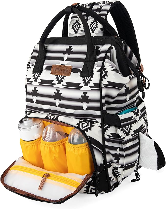 Montana West Wrangler Callie Diaper Bag Backpack with Stroller Straps Multifunction Baby Travel Bag WG2204-9110BK
