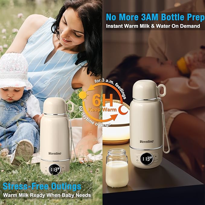 Portable Bottle Warmer for Travel– Warm Baby Formula, breastmilk, or Water, Super Fast Charging Milk Warmer with Precise Temp Control & Long-Lasting Keep Warm, Baby Bottle Warmer for On-The-Go