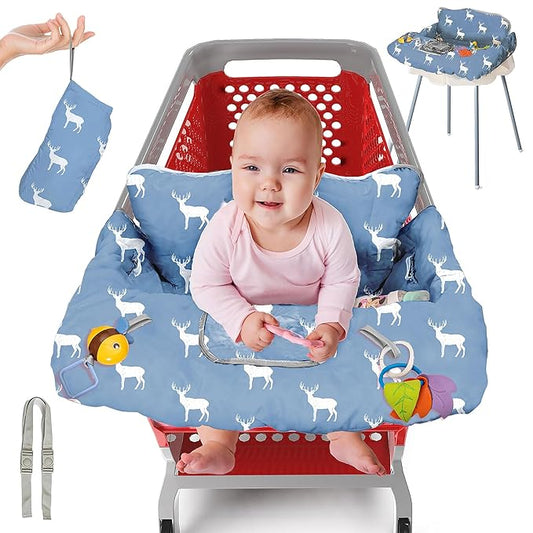 PILLANI Shopping Cart Cover for Baby, High Chair Cover for Restaurant Seat - Grocery Cart Cover for Baby Girl and Boy, Comfortable Cotton Buggy Covers for Babies - Padded Toddler Shopping Cart Cover