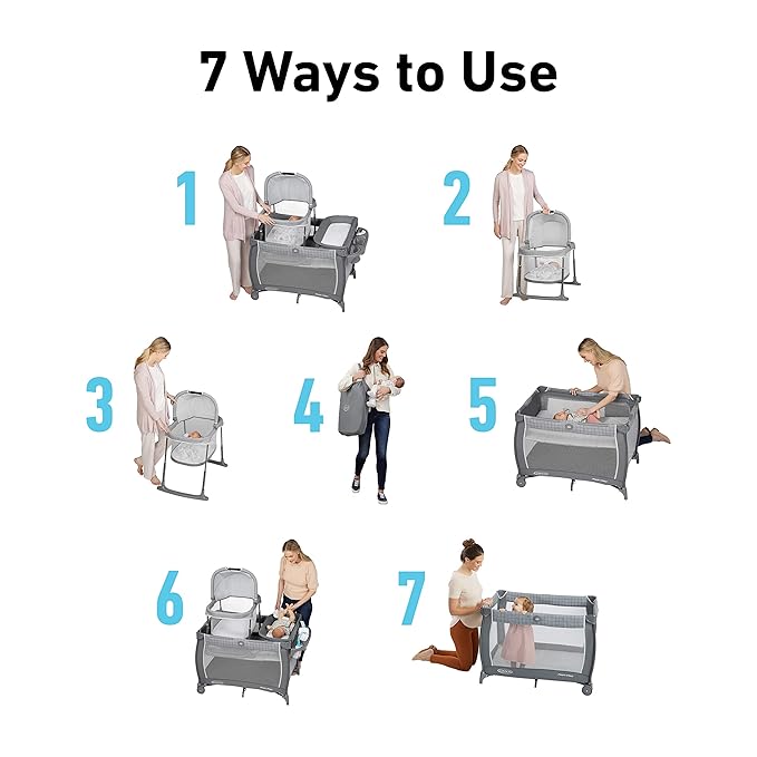 Graco Pack 'n Play Day2Dream Travel Bassinet Playard Features Portable Bassinet Diaper Changer and More (Lo, Lo)