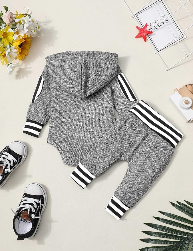 Fommy Newborn Baby Boy Clothes Plaid Letter Print Long Sleeve Hoodies + Long Pants 2PCS Fall Winter Outfits Set