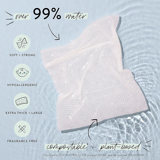The Honest Company Clean Conscious Multi-Use Wipes | Hypoallergenic + Unscented for Sensitive Skin | Over 99% Water, Compostable, Plant Based, Baby Wipes | Pattern Play, 10 Count